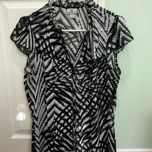 Worthington Tops - Worthington Ladies Sheer Blouse - Black and White, Size Large EUC